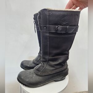 Sorel Fancy Tall Snow Boots Womens Black Size 9